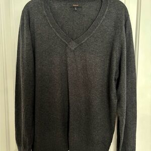 Quince Charcoal cotton cashmere V-Neck Sweater for women
